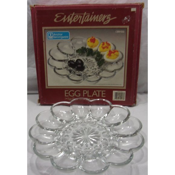 Anchor Hocking "Entertainers" Deviled Egg Plate w/ Original Box 10" Easter - Picture 3 of 9
